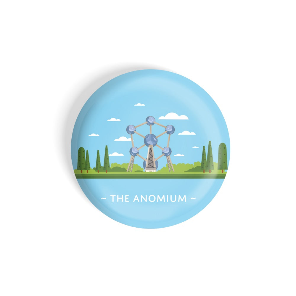 dhcrafts Round Fridge Magnet Blue Color Monuments Atomium Glossy Finish Design Pack of 1 (58 mm)